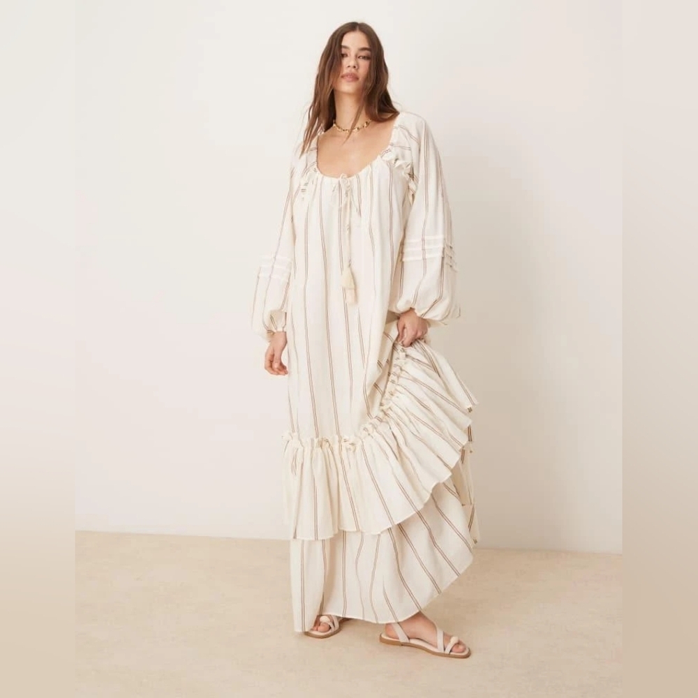 Elegant Cream Striped Maxi Dress ASOS
